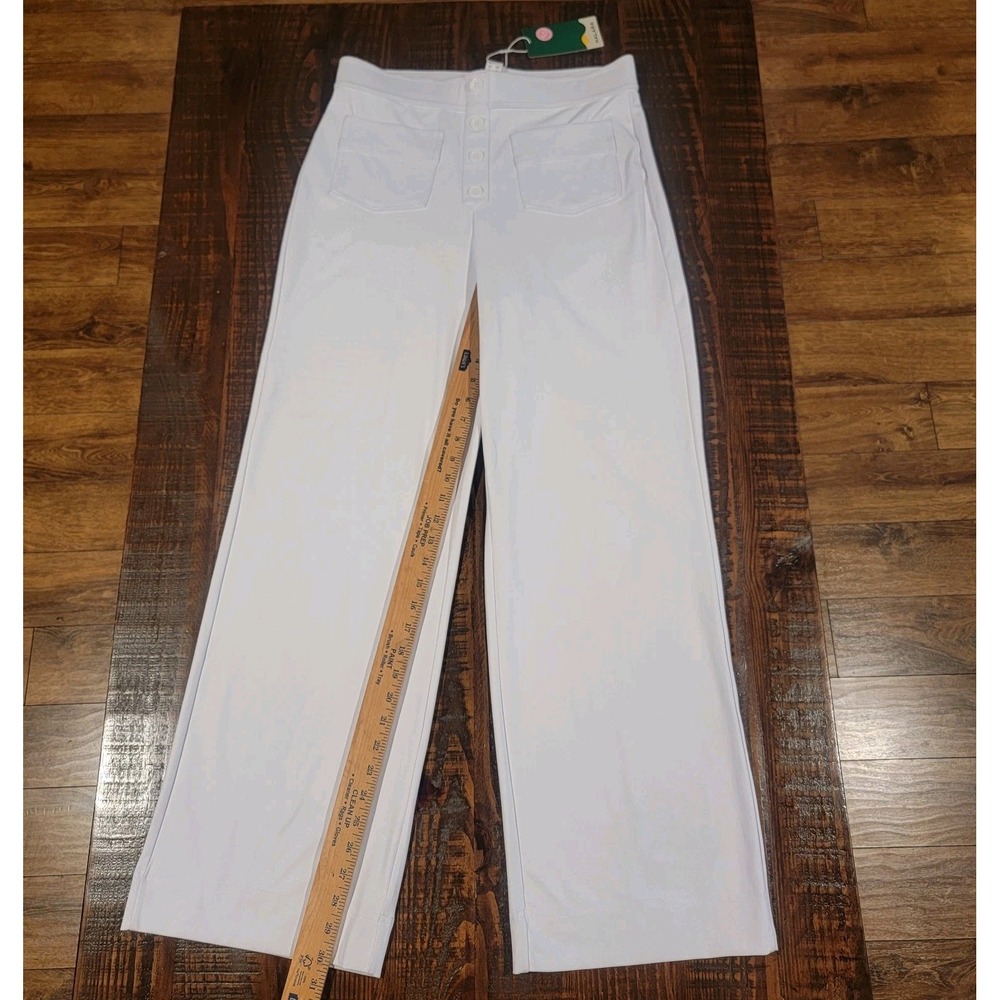 New Halara DayStretch High Waisted Pockets Straight Leg Casual Pants White Large